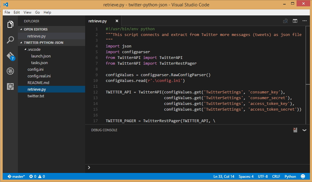 VSCode Python Twitter